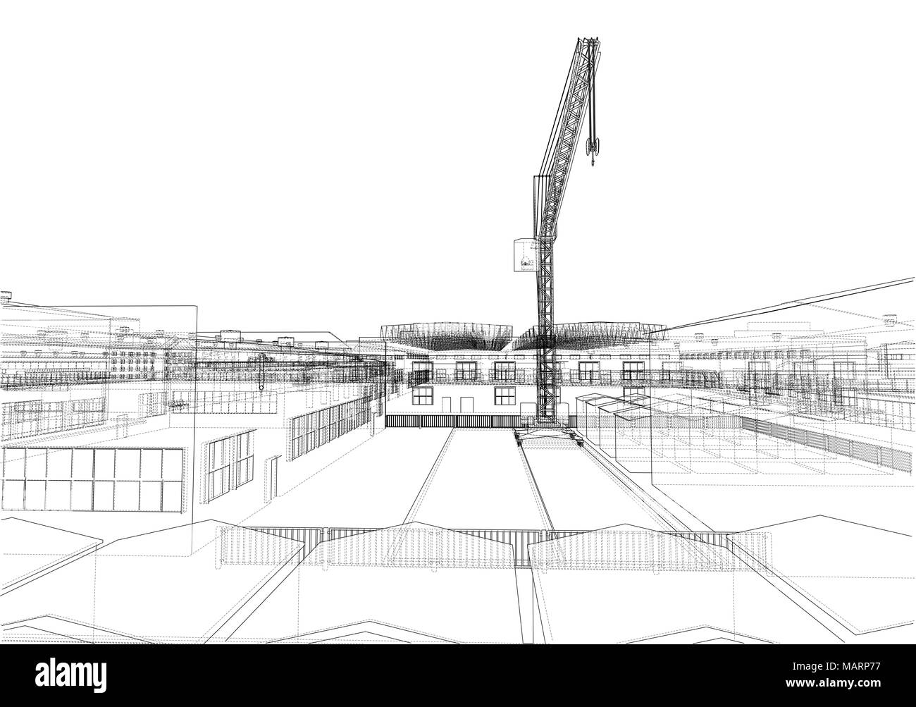 Industrial zone with buildings and cranes Stock Photo Alamy