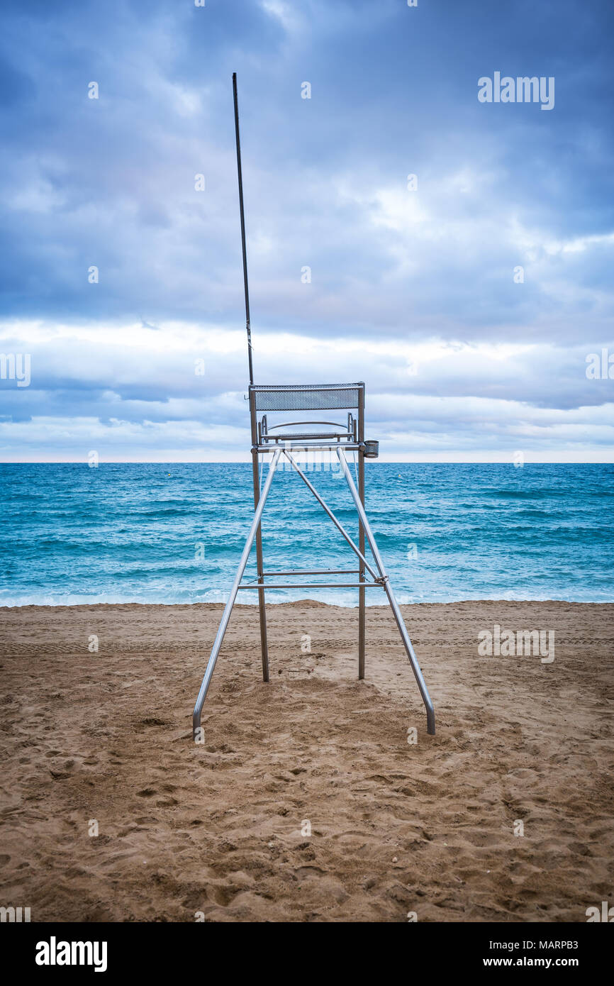 Lifeguard chair at the coast Stock Photo