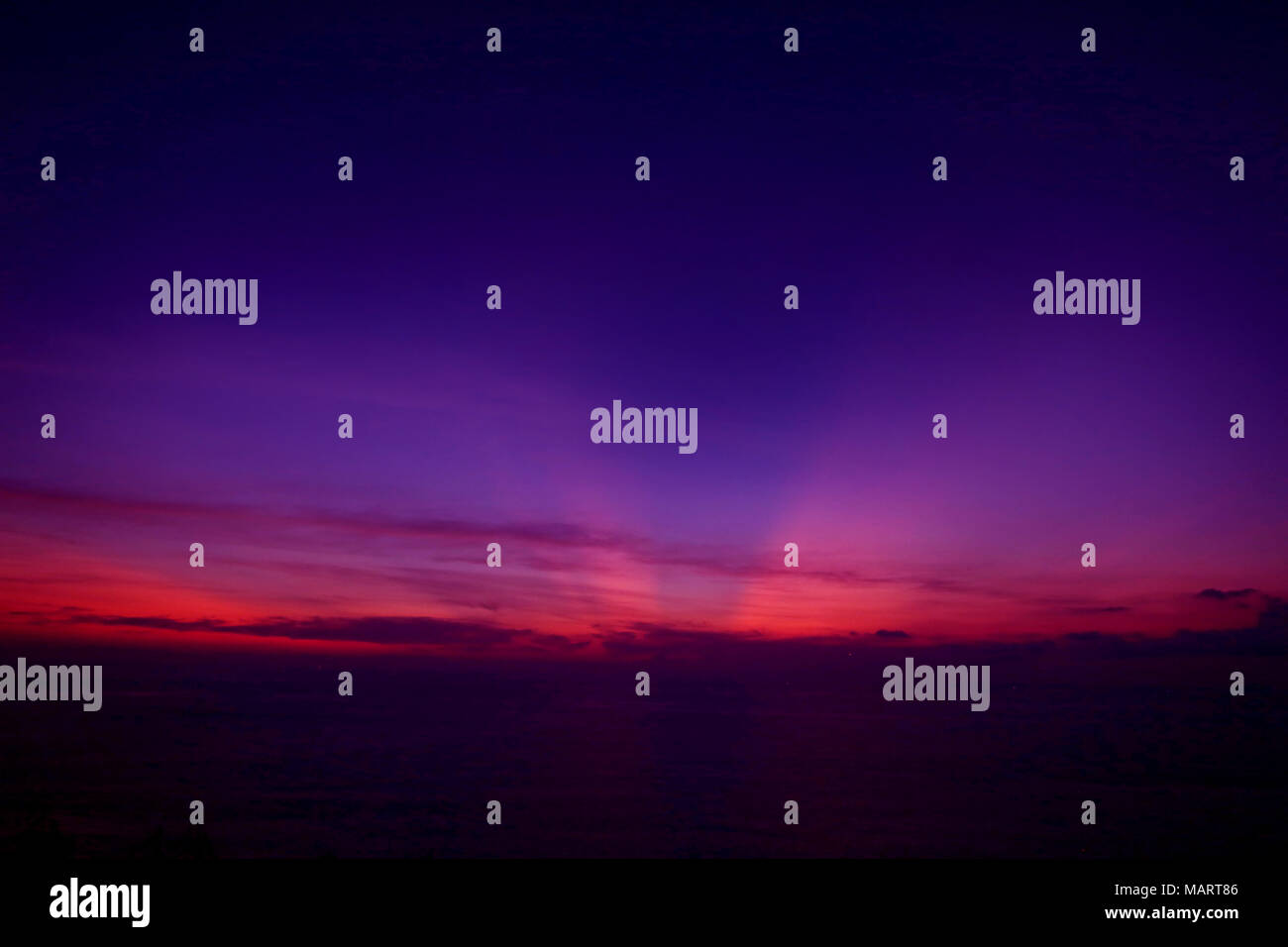 Purple and Pink sunset, landscape of sky and clouds in evening ...