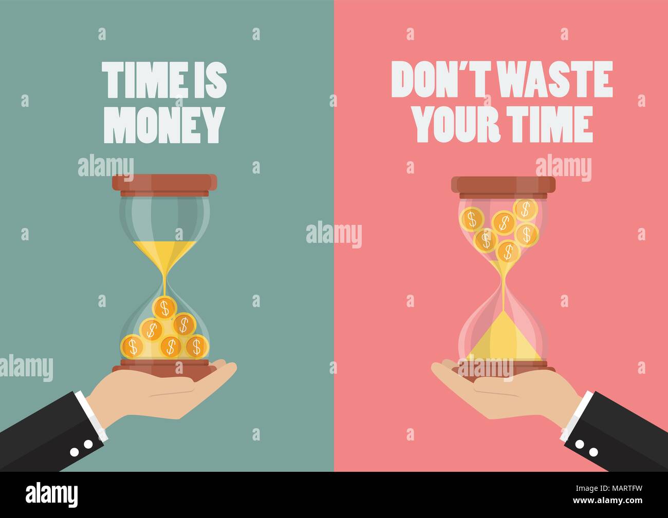 Do not waste your time. Time is money concept Stock Vector