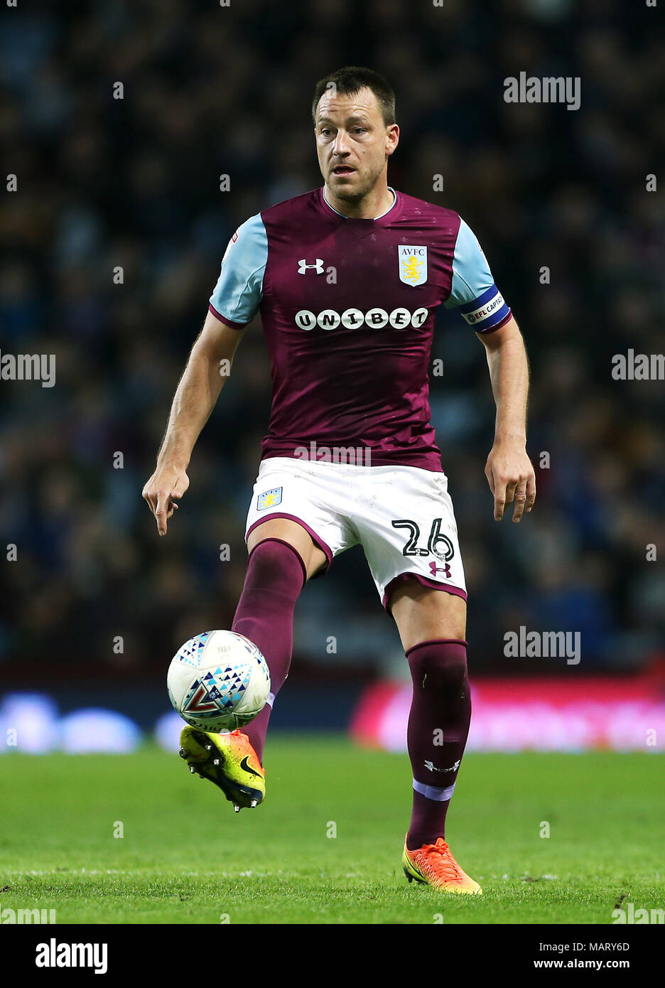 Aston Villa's John Terry during the Sky Bet Championship match at Villa Park, Birmingham. Stock Photo