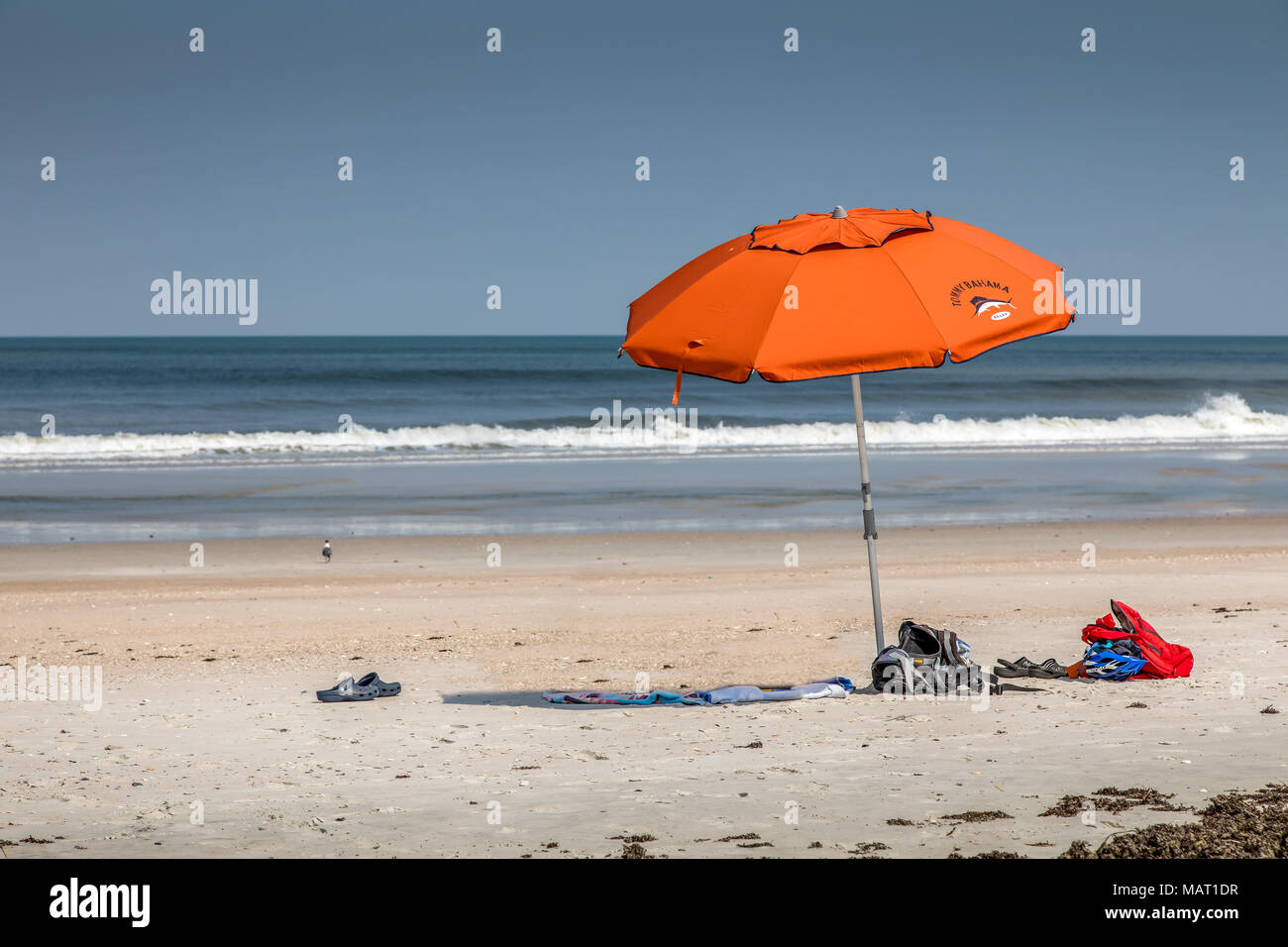 Orange Beach Umbrella Stock Photo Alamy
