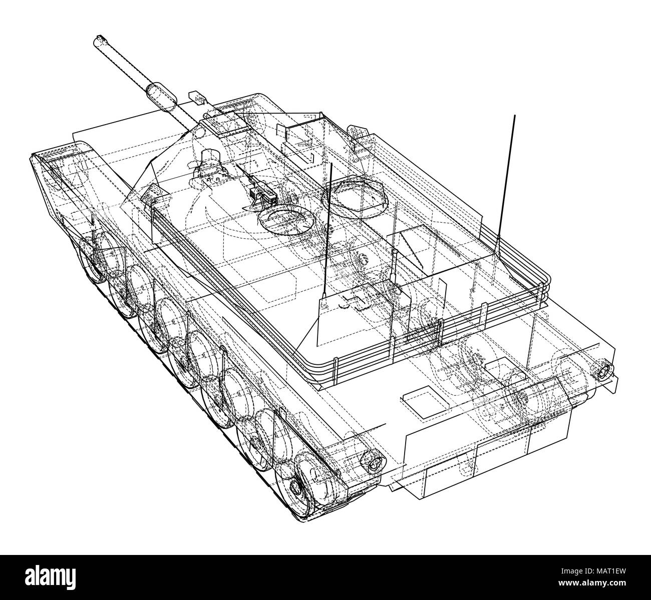Blueprint of realistic tank Stock Photo - Alamy
