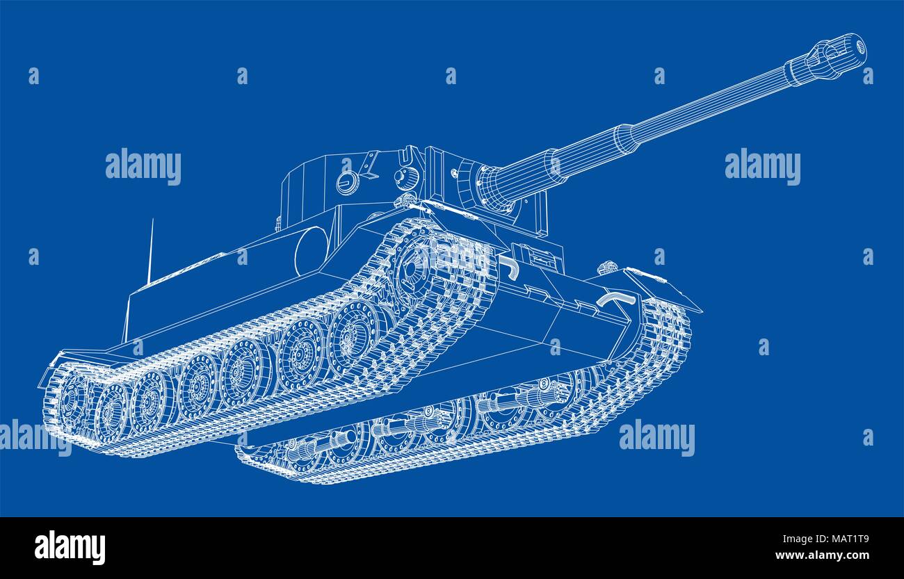 Blueprint Of Realistic Tank Stock Photo Alamy