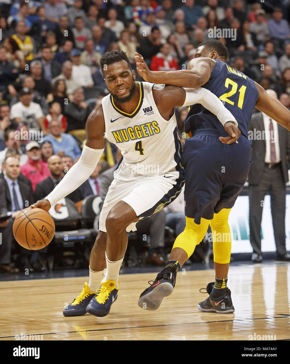 Thaddeus 2018 >> Denver Colorado Usa 3rd Apr 2018 Nuggets Paul Milsap Thaddeus 2018 >> Denver Colorado Usa 3rd Apr 2018 Nuggets Paul Milsap