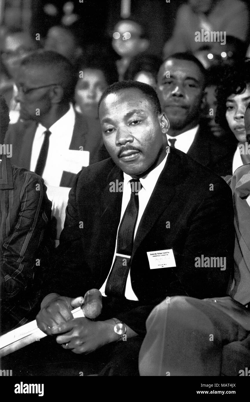File. 4th Apr, 2018. Reverend MARTIN LUTHER KING JR. was fatally shot by J. Earl Ray at 6:01 p.m., April 4, 1968, as he stood on second-floor balcony of Lorraine Hotel in Memphis Tennessee. Pictured: Aug. 25, 1964 - Atlantic City, NJ, USA - Reverend Martin Luther King Jr. (1929-1968) was a prominent leader of the African American Civil Rights Movement. Tragically King was assassinated on April 4, 1968 on the balcony of the Lorraine Motel. Pictured: MLK, Jr. at the National Democratic Convention in Atlantic City. (Credit Image: © Keystone Press Agency/Keystone USA via ZUMAPRESS.com) Stock Photo