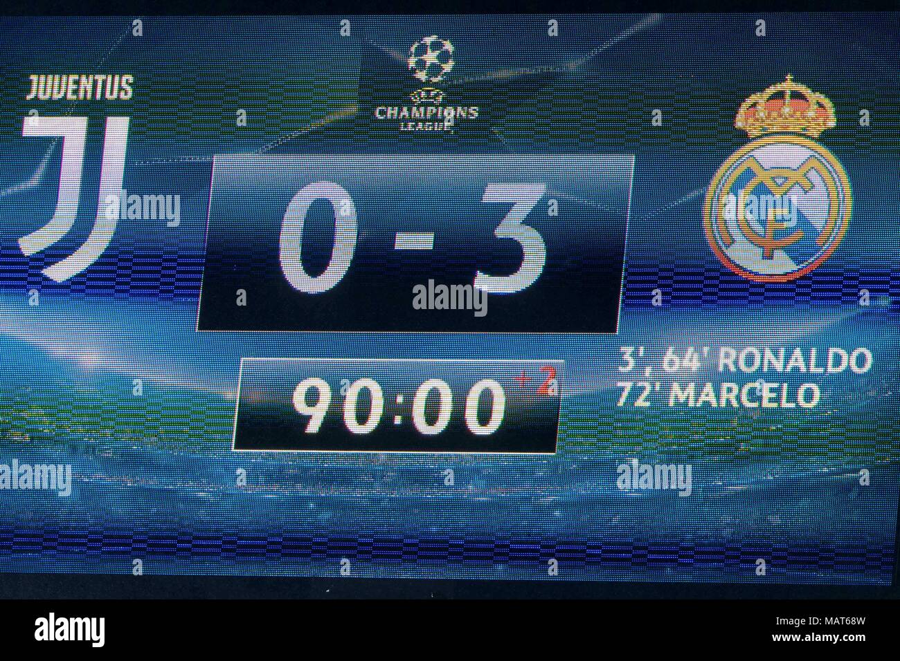 match between Juventus 0-3 Real Madrid 