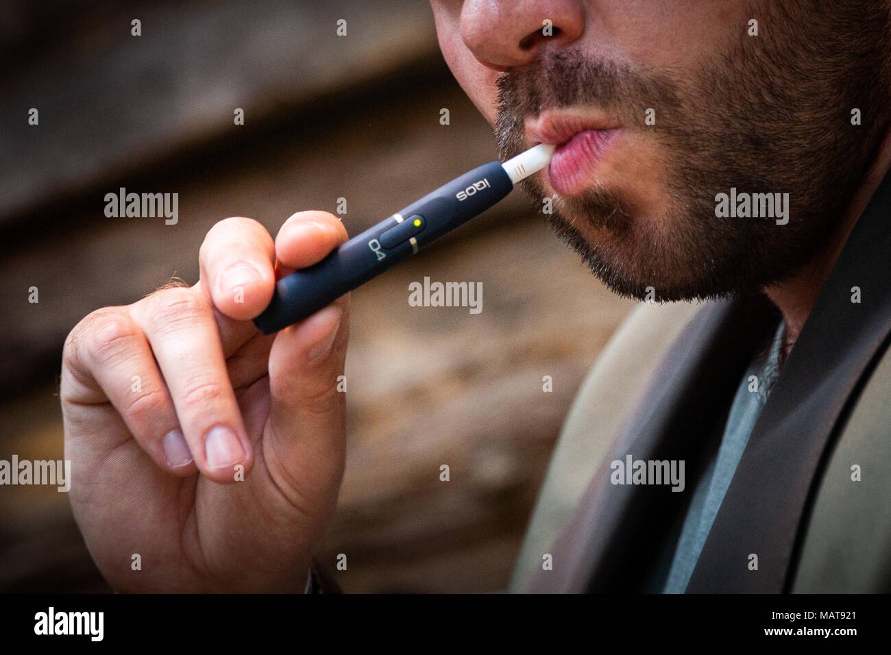 Berlin, Germany. 27th Mar, 2018. The e-cigarette "IQOS" of the company  "Philip Morris International" on