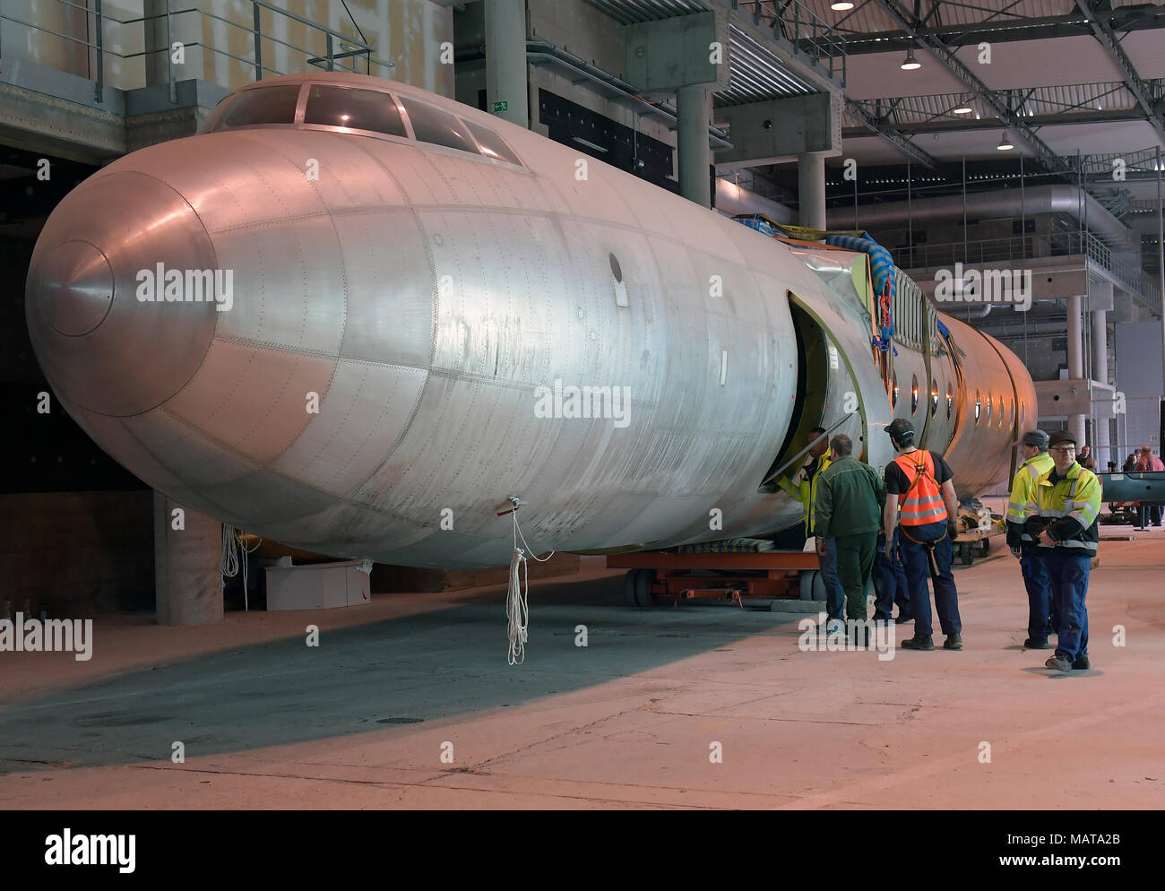 04 April 2018, Germany, Dresden The hull of the aircraft 152 being