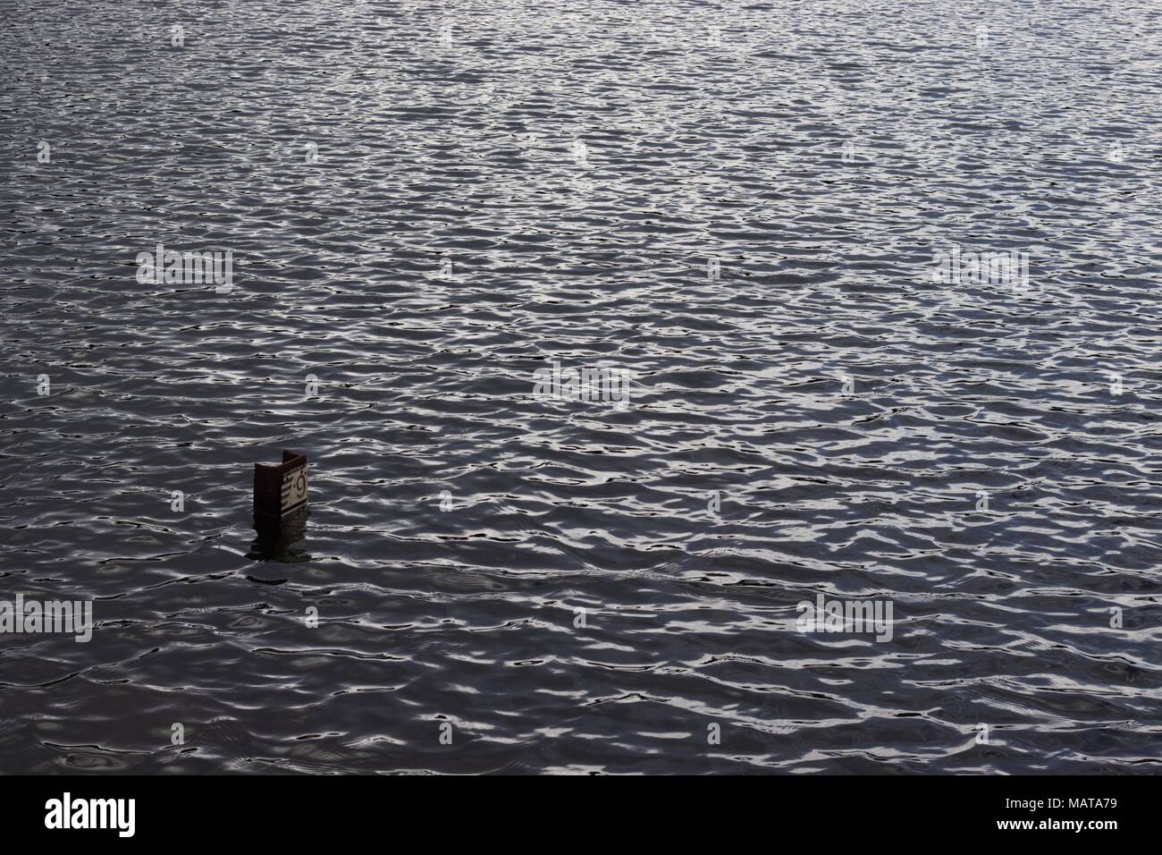 Flooded reservoir at Llandegla, North Wales as heavy rainfall drains from local streams, Stock Photo