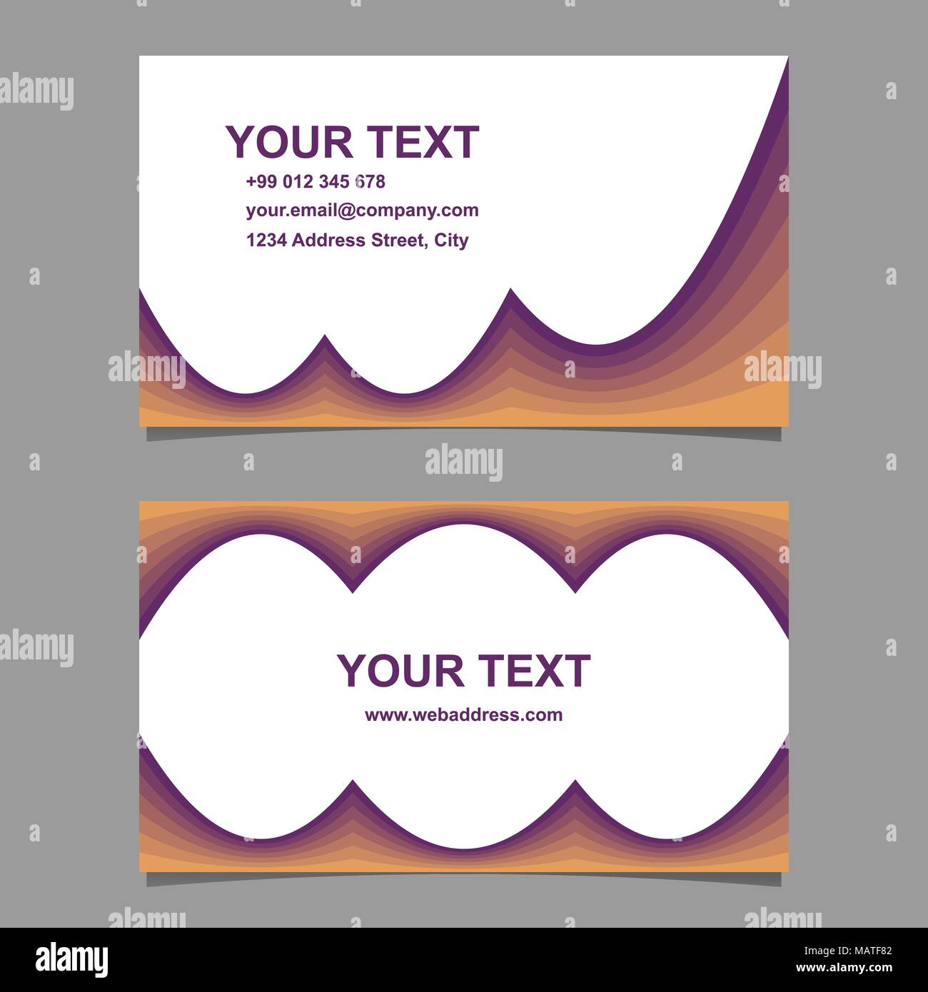 Abstract curved shape business card template set Stock Vector