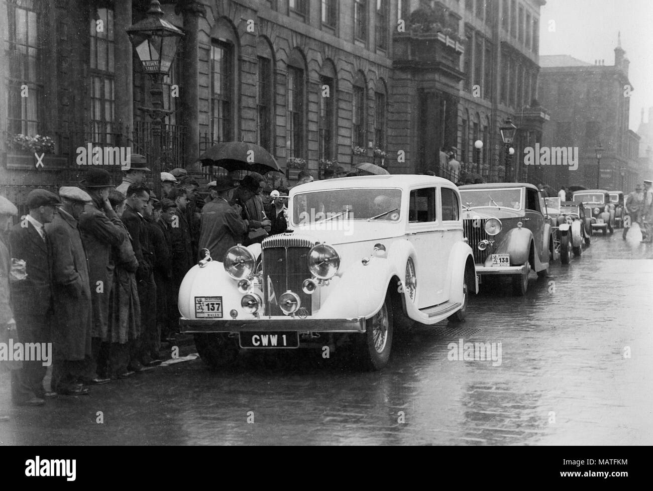 Daimler 32hp touring limousine Rippon coachwork, Colonel Rippon. 1938 Scottish Rally Stock Photo