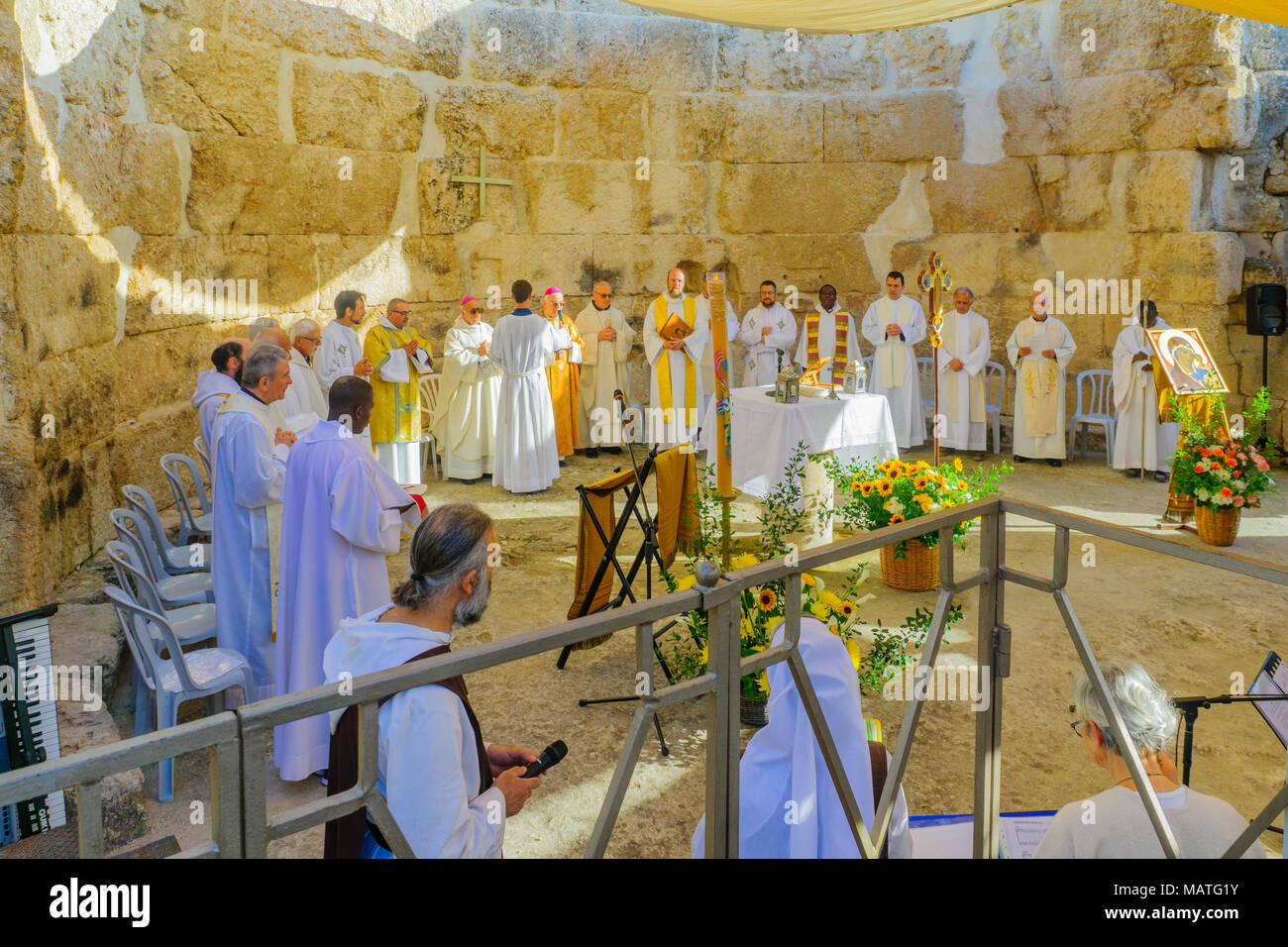 EMMAUS, ISRAEL APRIL 2, 2018 Easter Monday Solemn Mass at the
