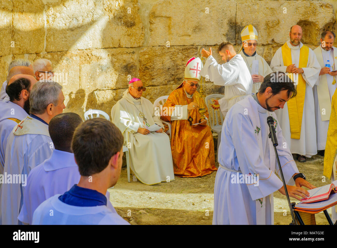 EMMAUS, ISRAEL APRIL 2, 2018 Easter Monday Solemn Mass at the