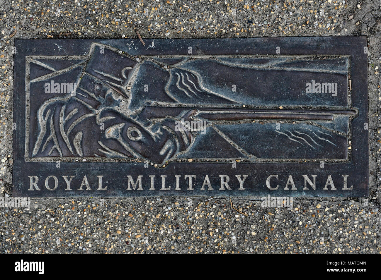 Royal Military Canal plaque, Hythe, Kent, England, UK Stock Photo