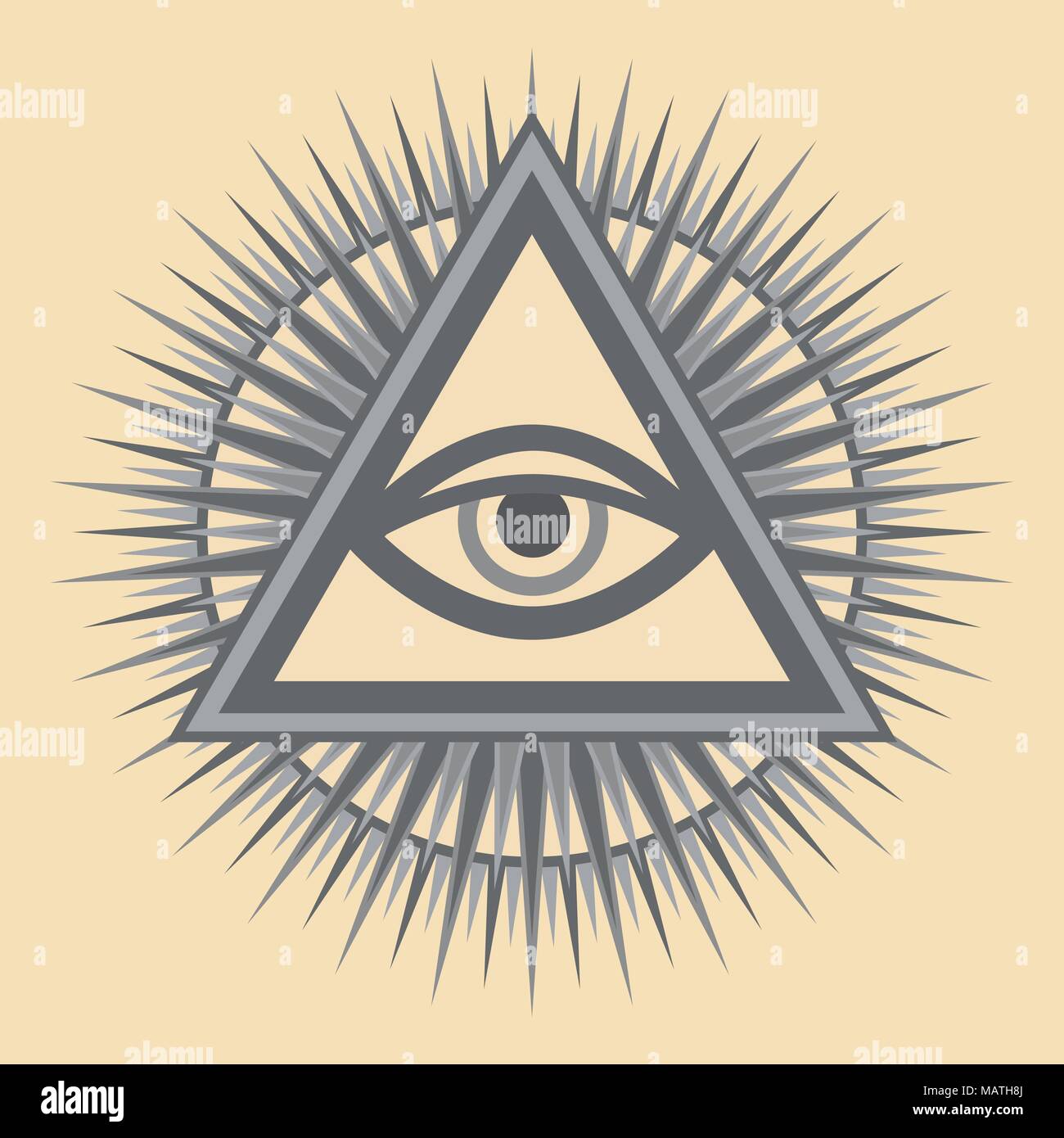 All-Seeing Eye of God (The Eye of Providence | Eye of Omniscience | Luminous Delta | Oculus Dei). Mystical sacral symbol of Illuminati and Freemasonry. Stock Vector