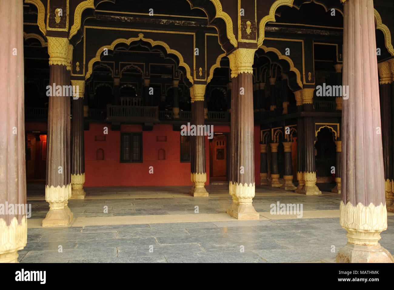 Bangalore, India - October 23, 2016: An interior view of Tippu Sultan's Summer Palace in Bangalore (front view), a beautiful landmark. Stock Photo