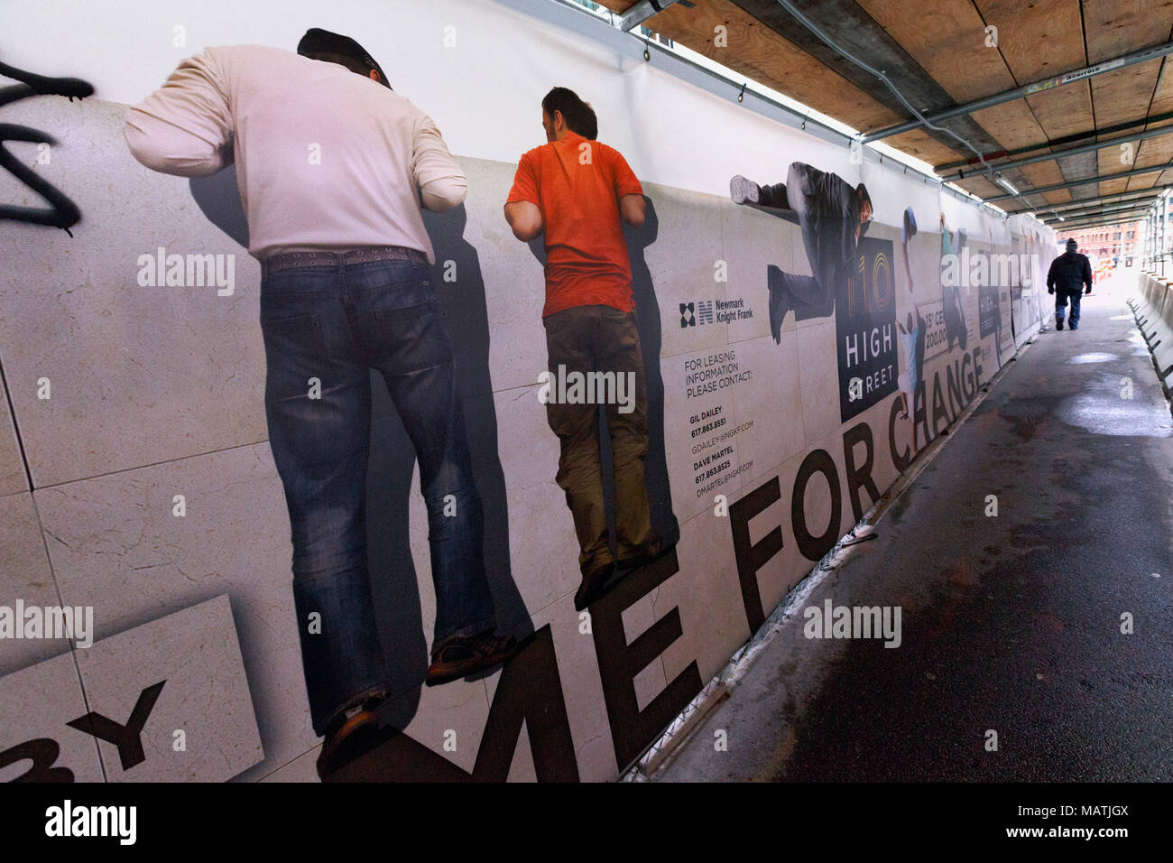 Covered sidewalk at a construction site, Boston, Massachusetts Stock Photo