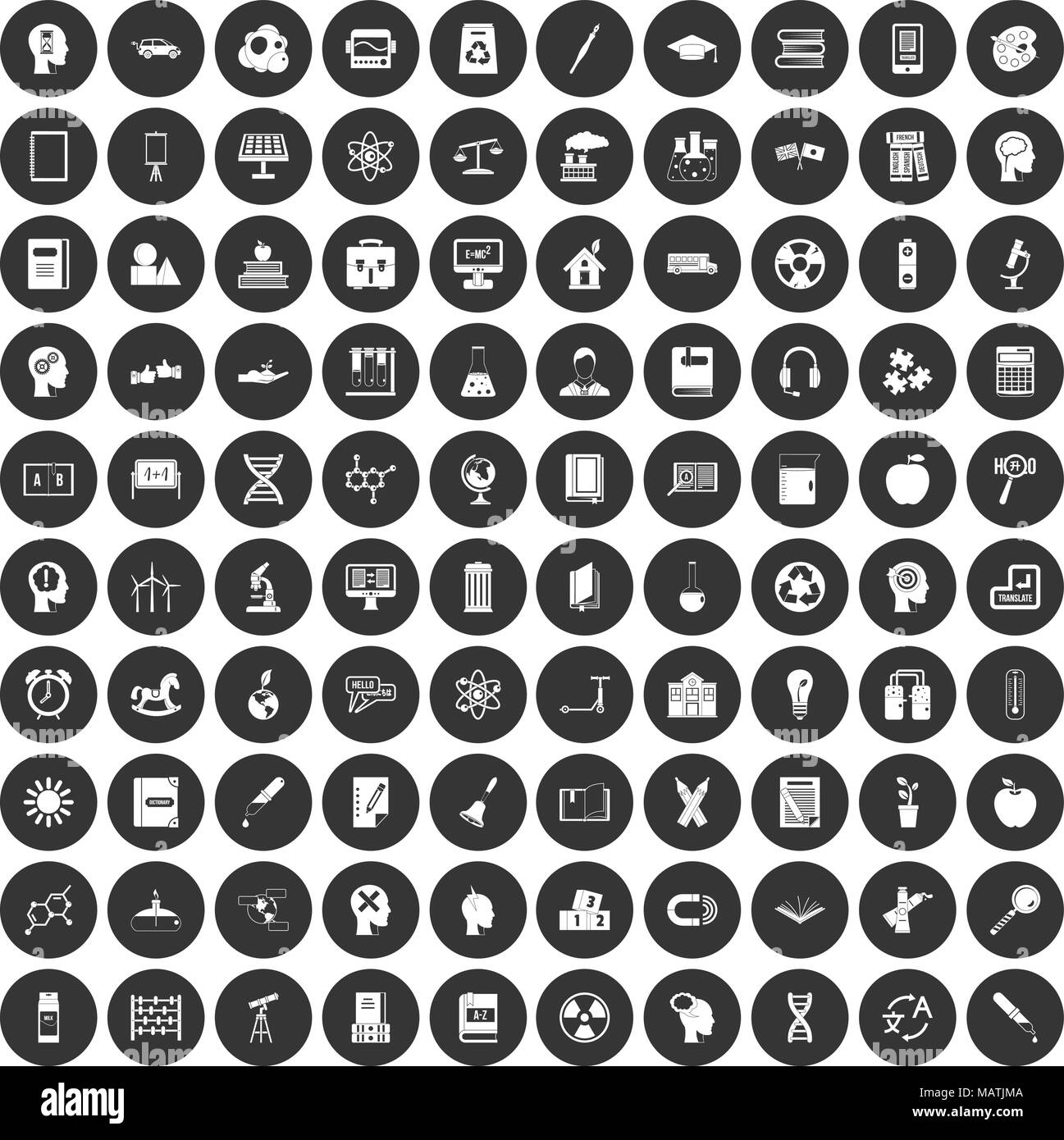 100 education icons set black circle Stock Vector Image & Art - Alamy
