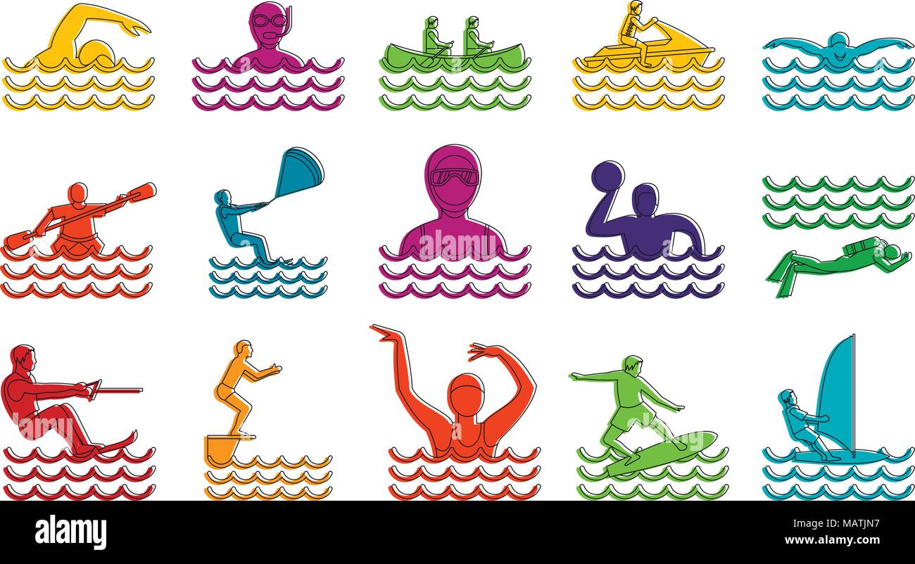 Water sport icon set, color outline style Stock Vector Image & Art - Alamy