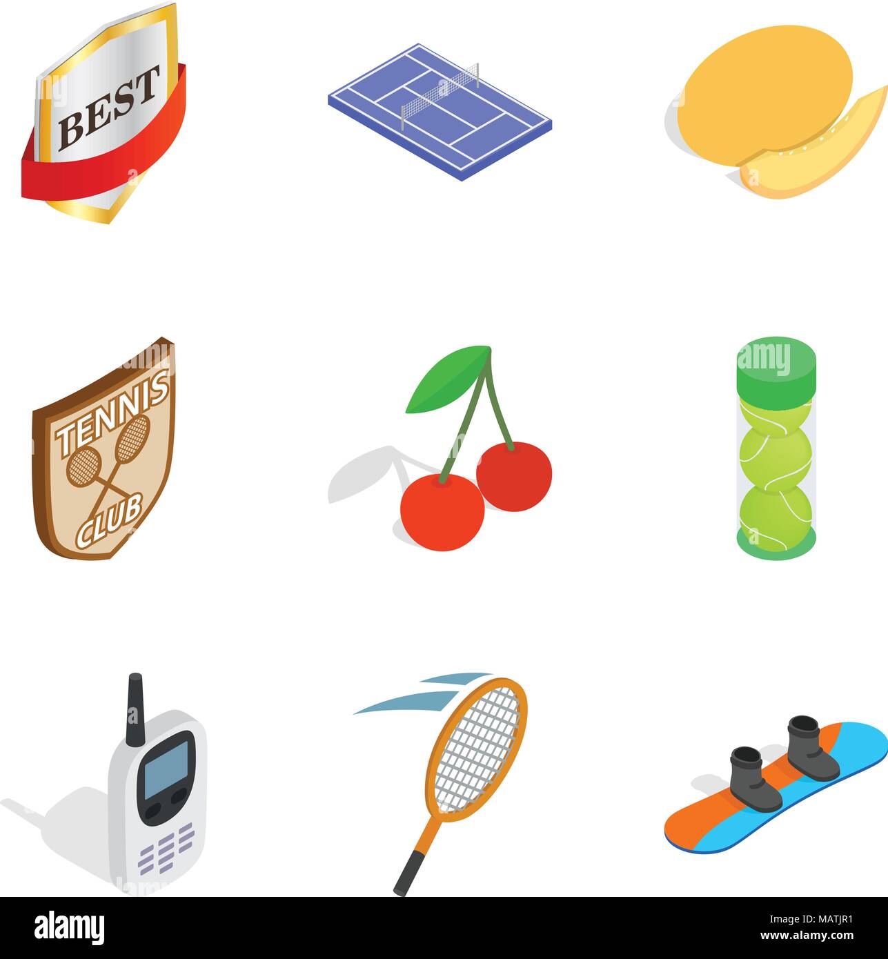 First prize icons set, isometric style Stock Vector