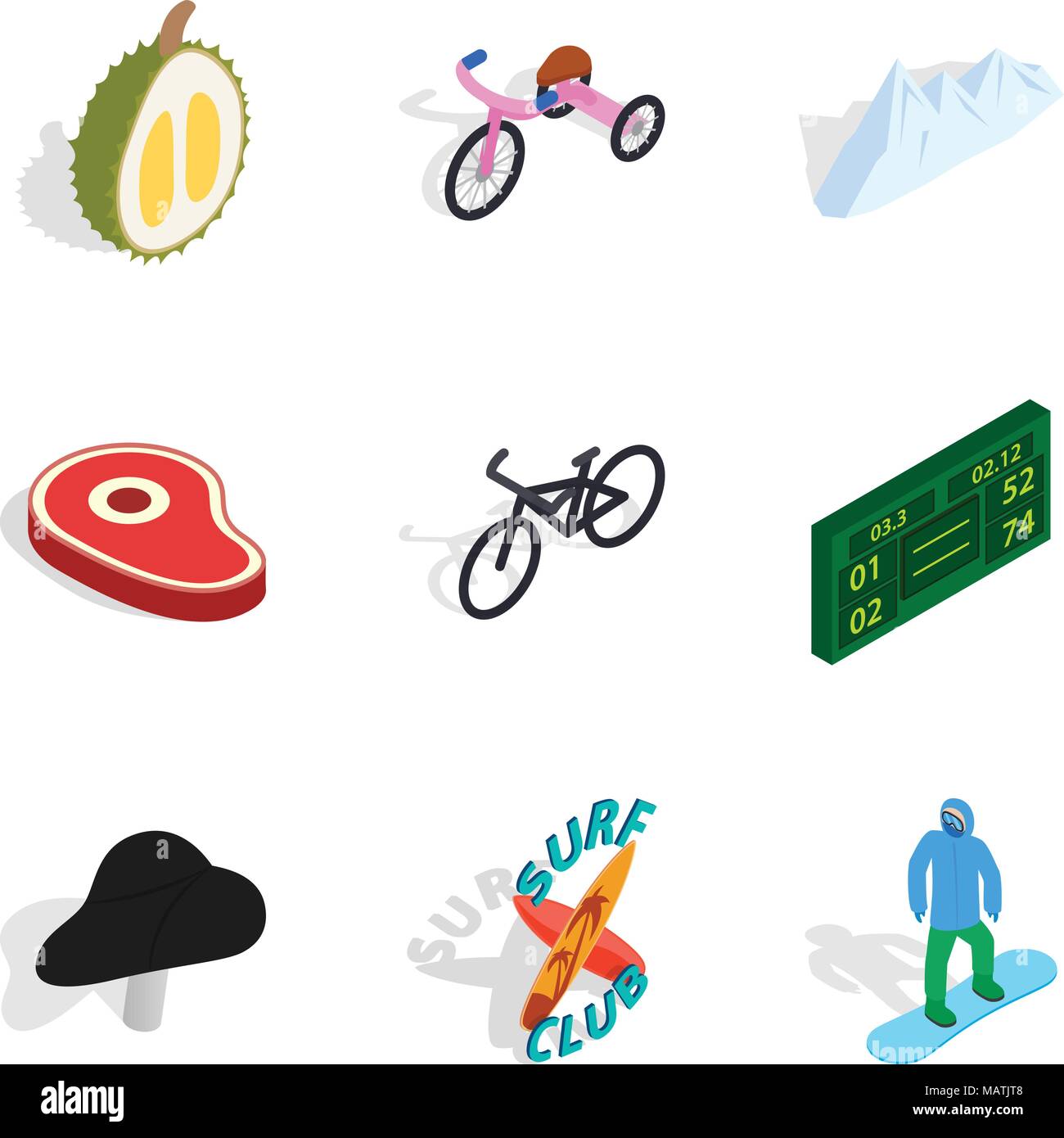 Superior icons set, isometric style Stock Vector