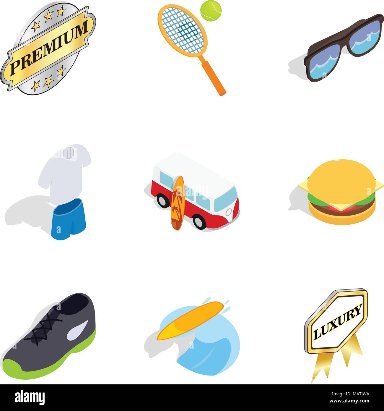 Exceptional icons set, isometric style Stock Vector