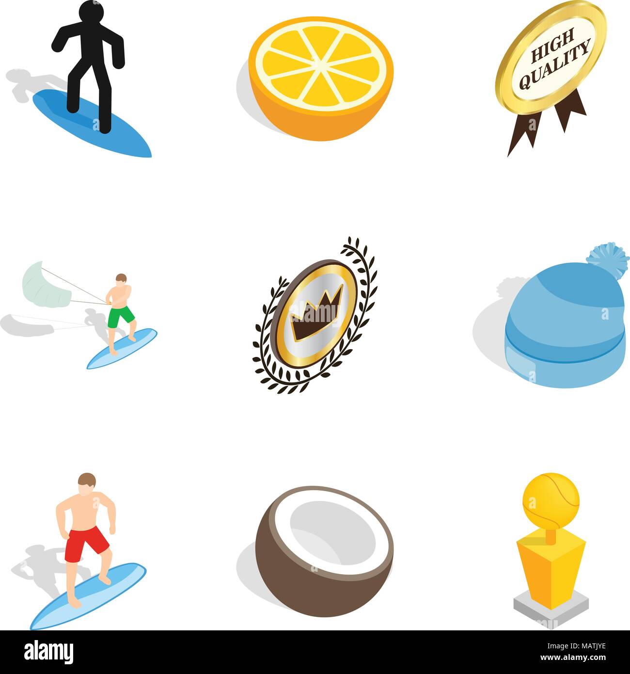 Prize place icons set, isometric style Stock Vector