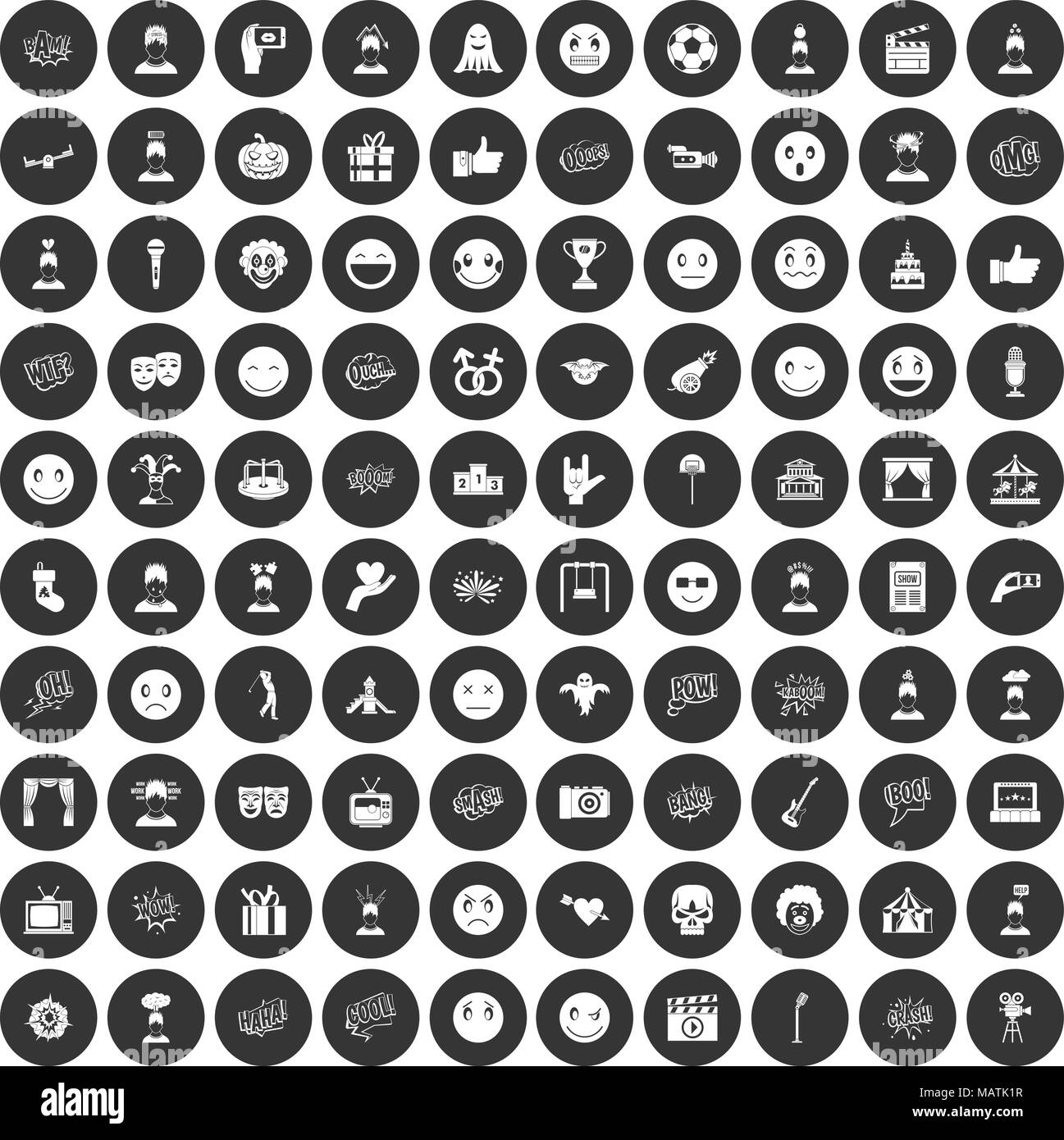 100 emotion icons set black circle Stock Vector Image & Art - Alamy
