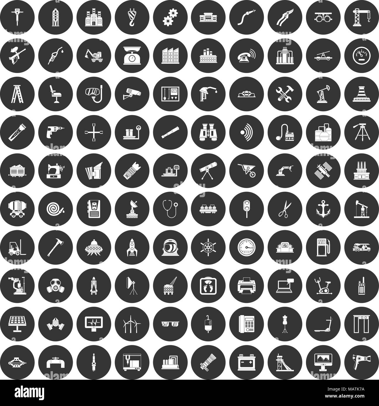 100 equipment icons set black circle Stock Vector Image & Art - Alamy