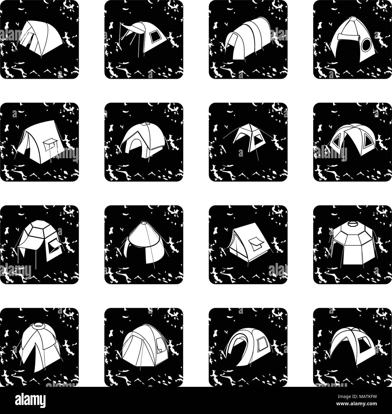 Tent forms icons set grunge vector Stock Vector