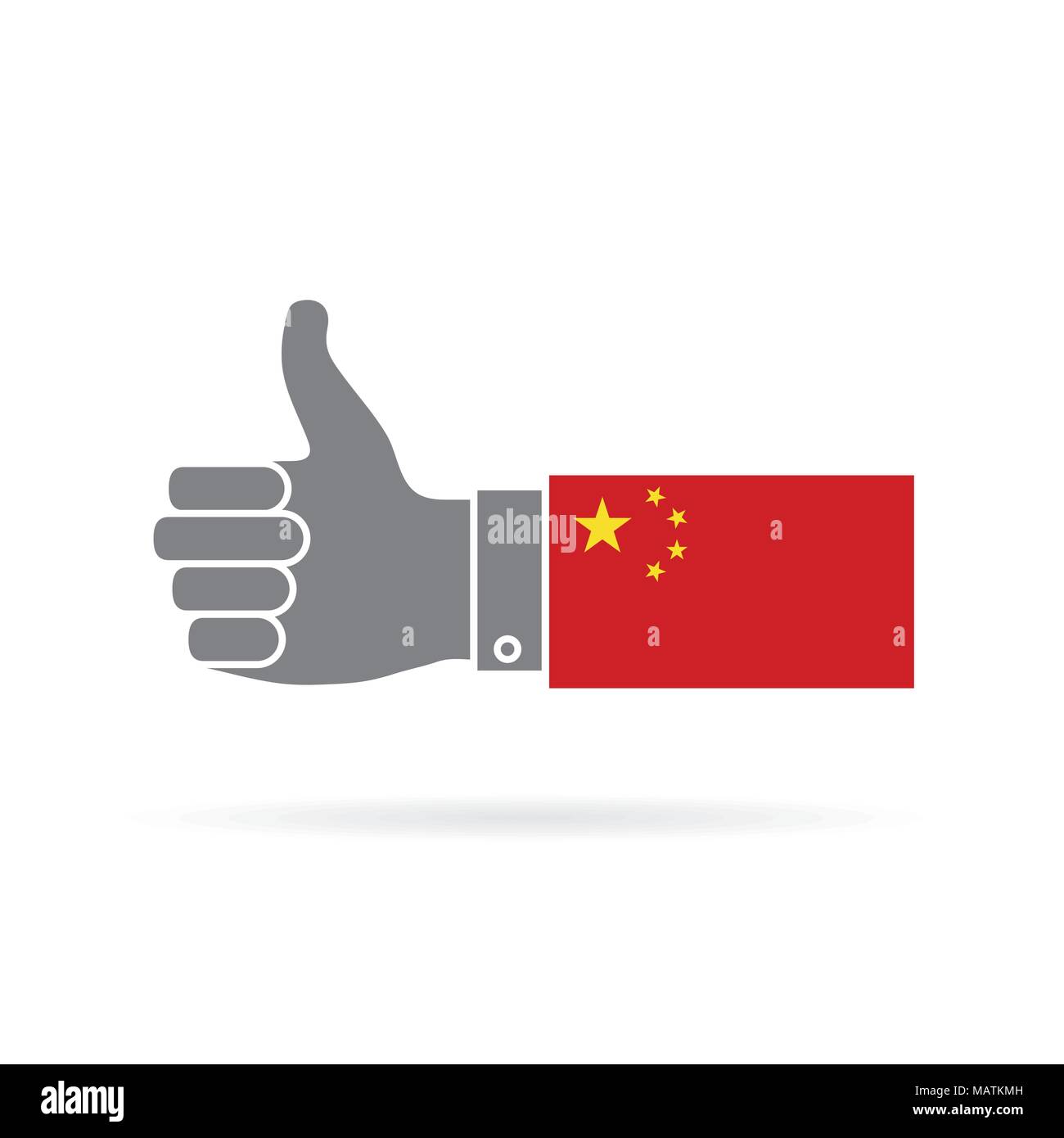 China country flag thumbs up vector icon Stock Vector