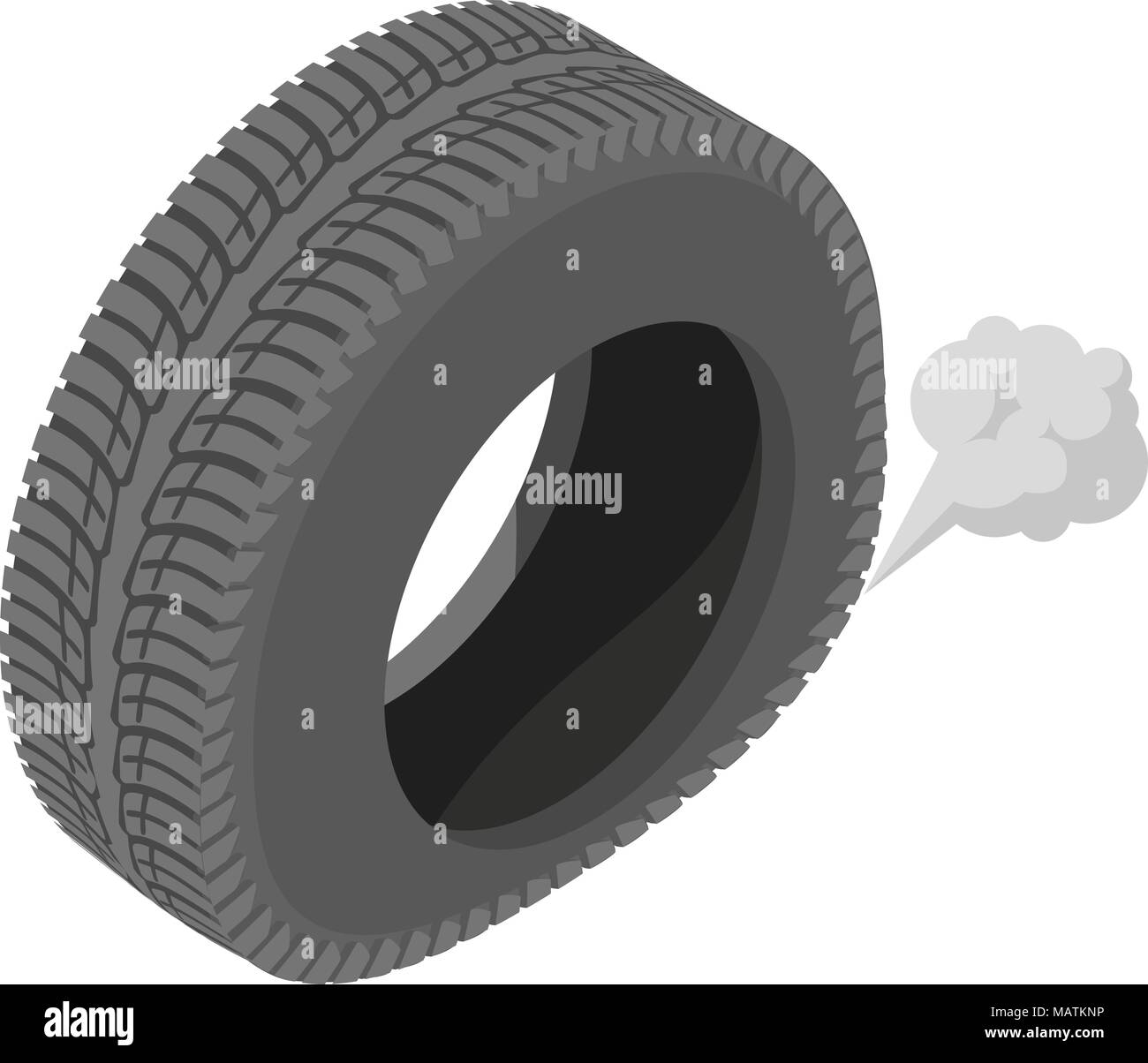 Deflating tyre icon, isometric style Stock Vector
