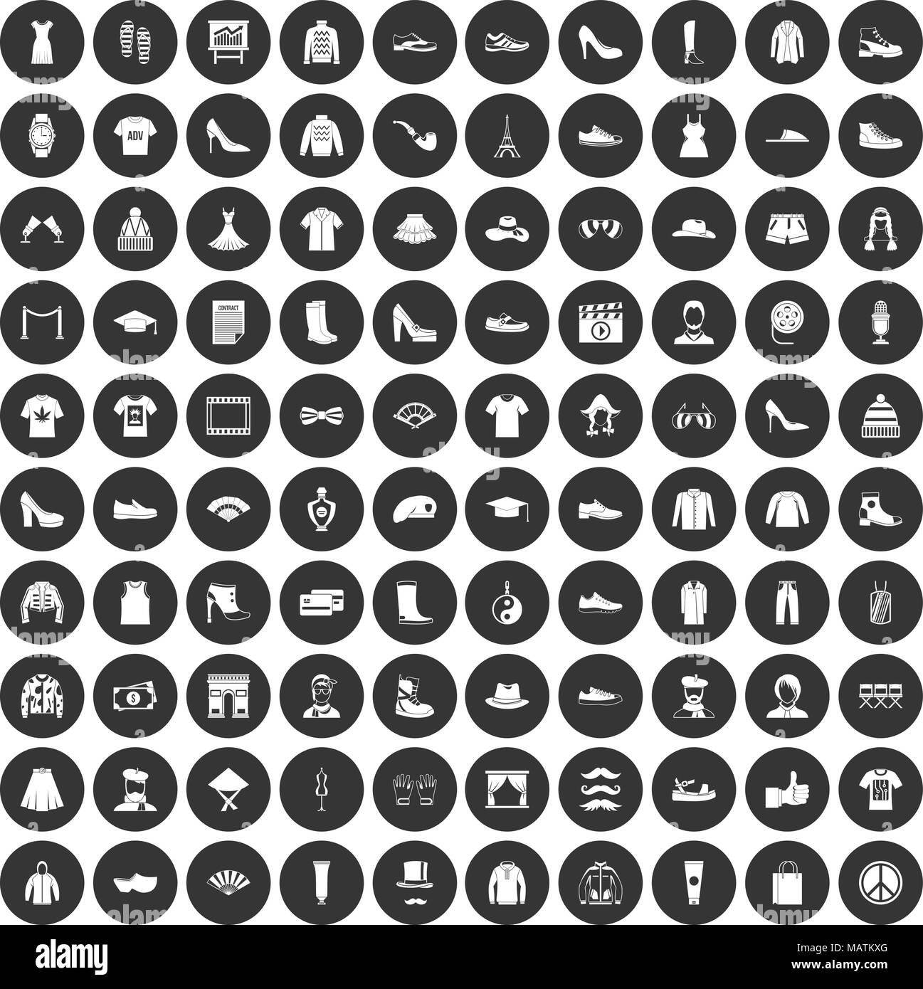 100 fashion icons set black circle Stock Vector Image & Art - Alamy