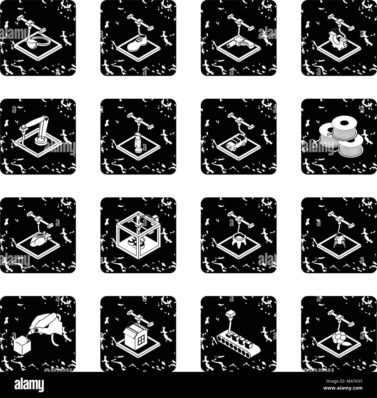 3d printing icons set grunge vector Stock Vector Image & Art - Alamy