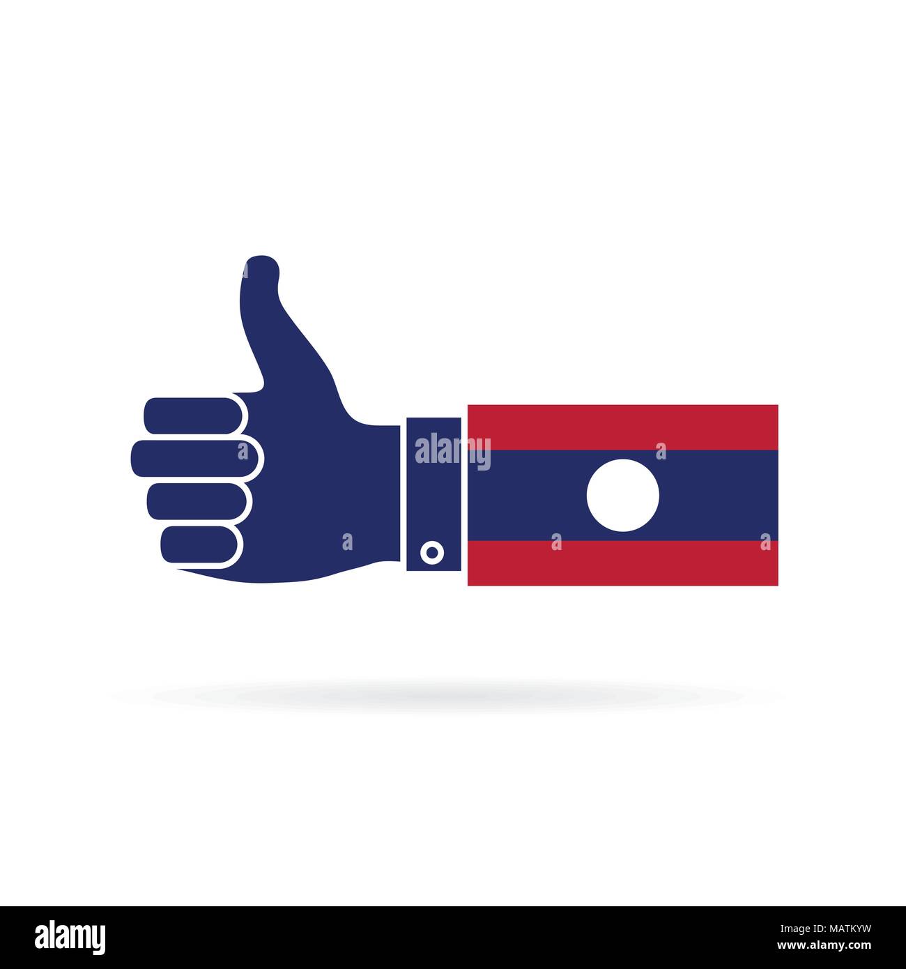 Laos country flag thumbs up vector icon Stock Vector