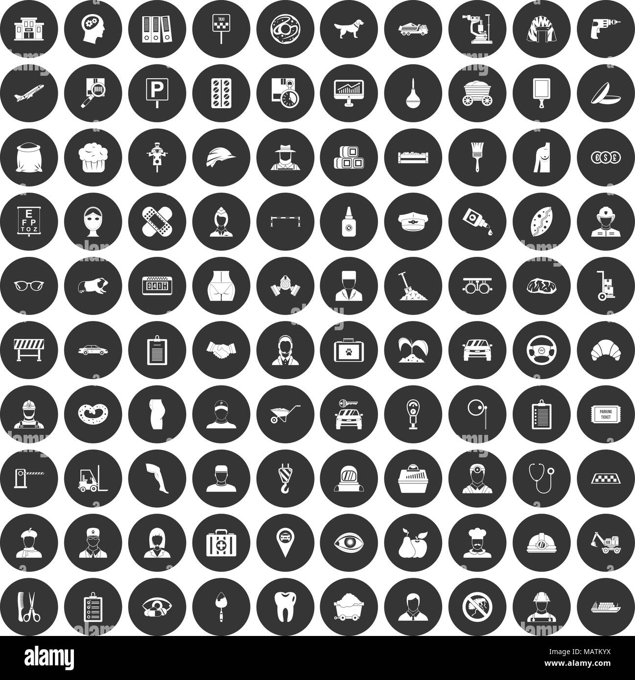 100 favorite work icons set black circle Stock Vector Image & Art - Alamy