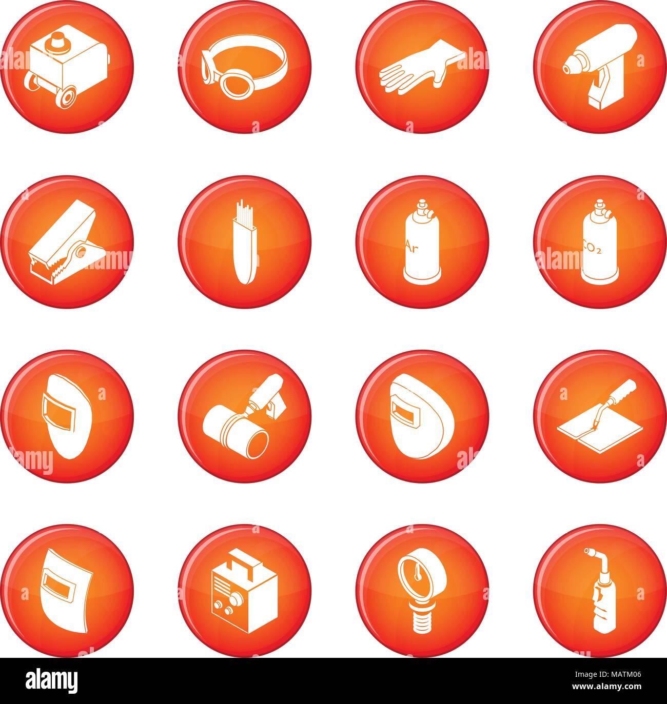 Welding tools icons set red vector Stock Vector