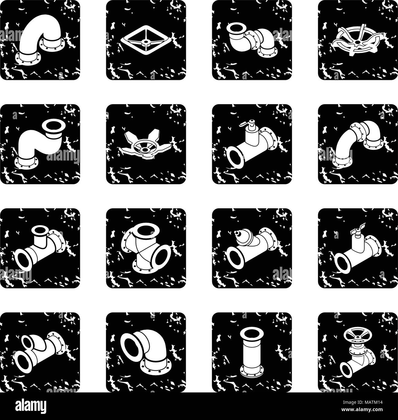 Pipeline constructor icons set grunge vector Stock Vector