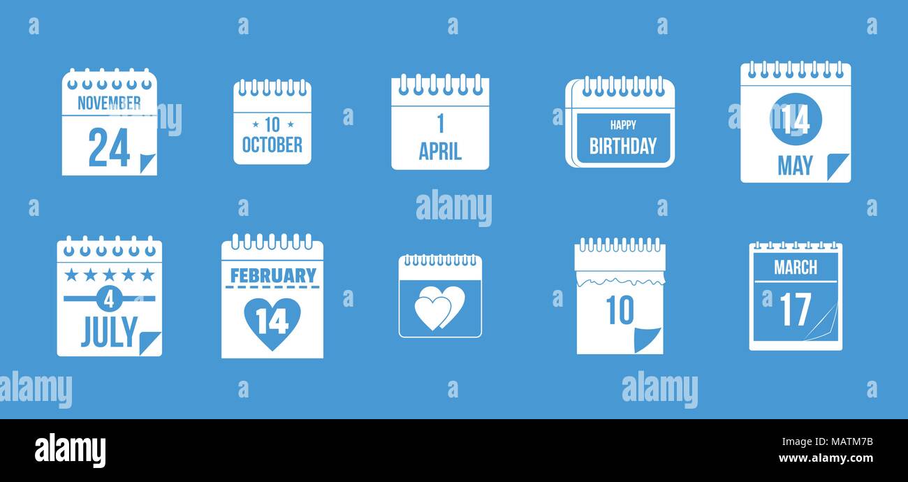 Calendar date icon blue set vector Stock Vector Image & Art - Alamy