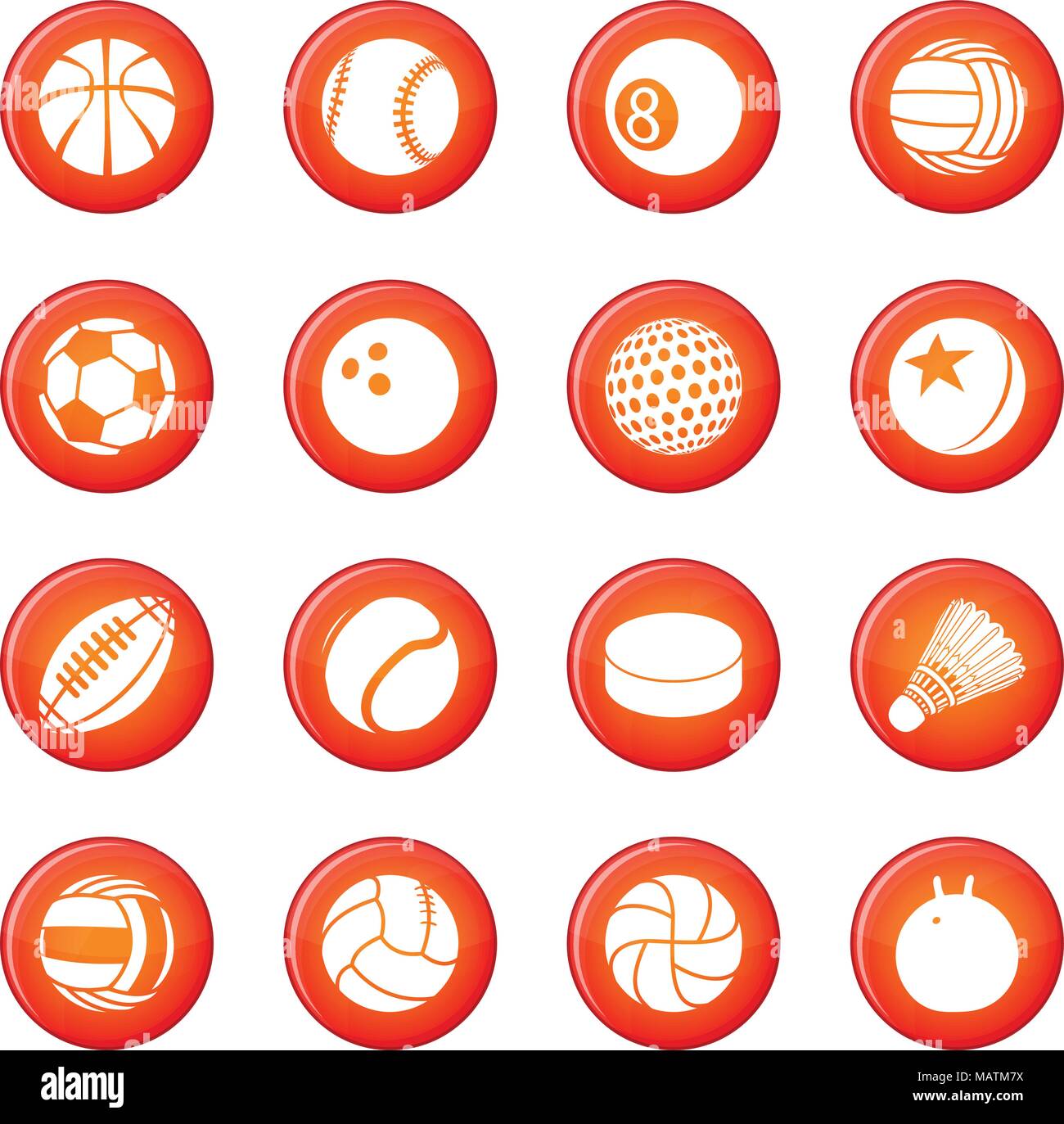 Sport balls icons set red vector Stock Vector Image & Art Alamy