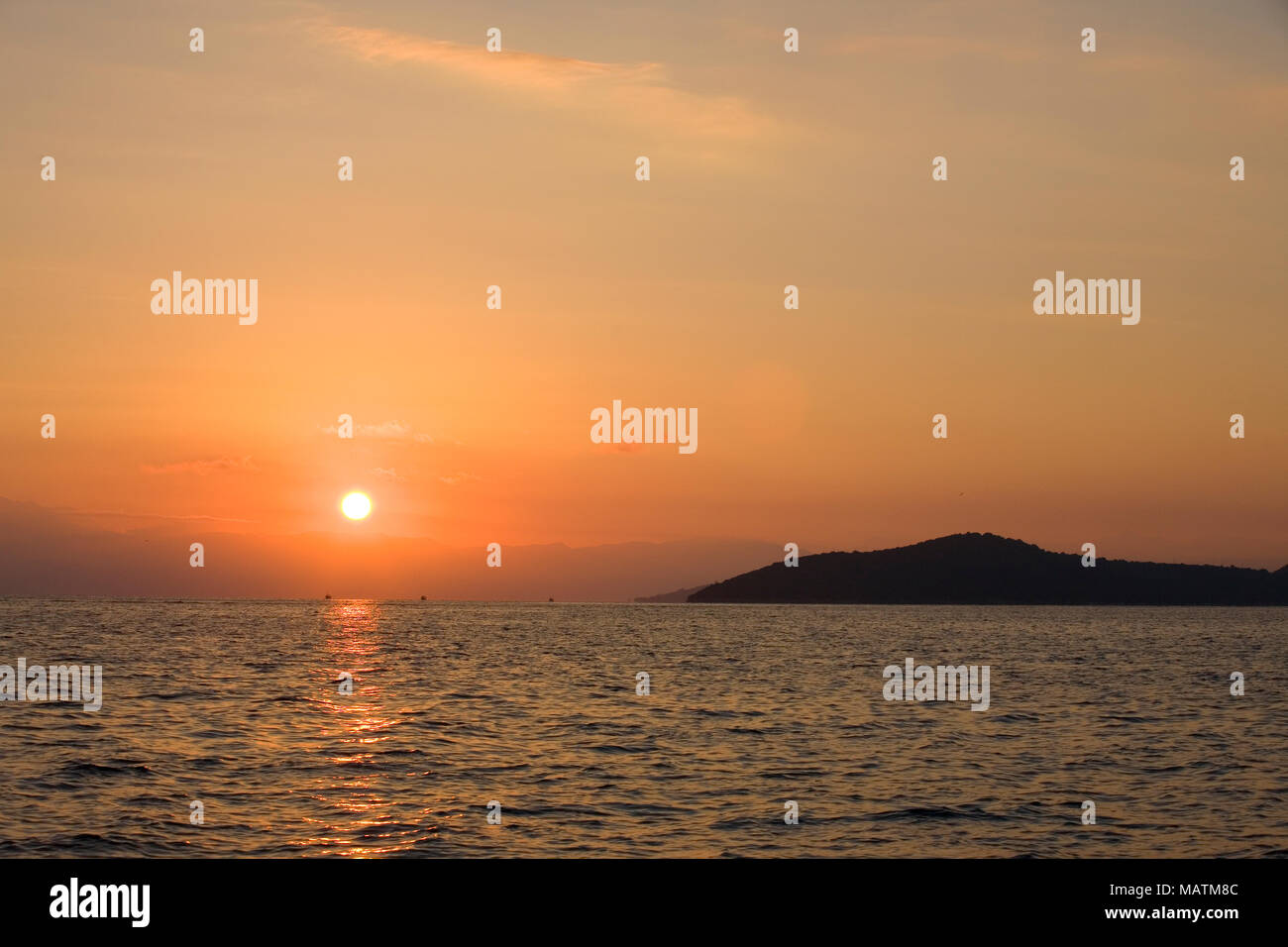 Dawn over the Ambracian Gulf, Aetolia-Acarnania, Greece Stock Photo
