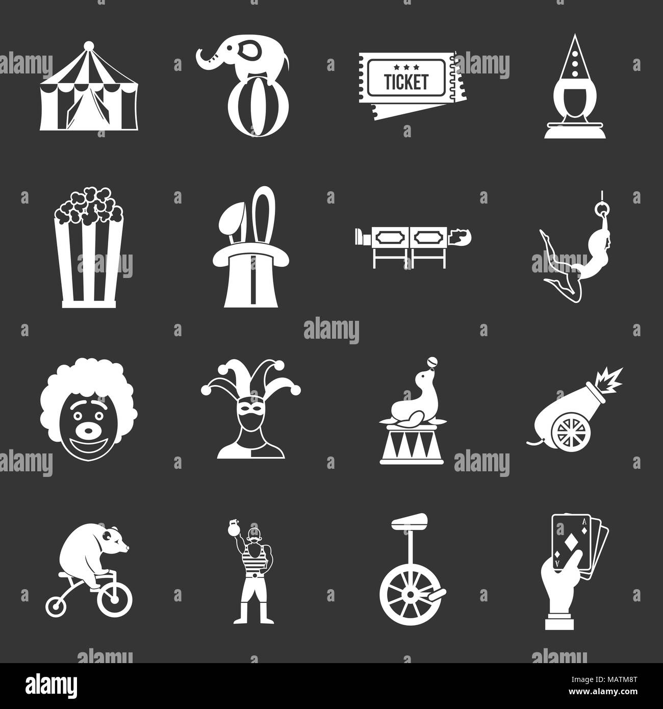 Circus entertainment icons set grey vector Stock Vector Image & Art - Alamy