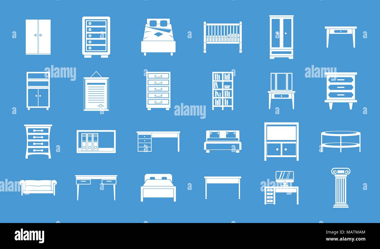 Furniture icon blue set vector Stock Vector Image & Art Alamy