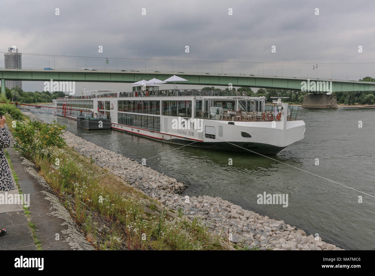 Viking Longship Tor stopped along the Rhine River Stock Photo