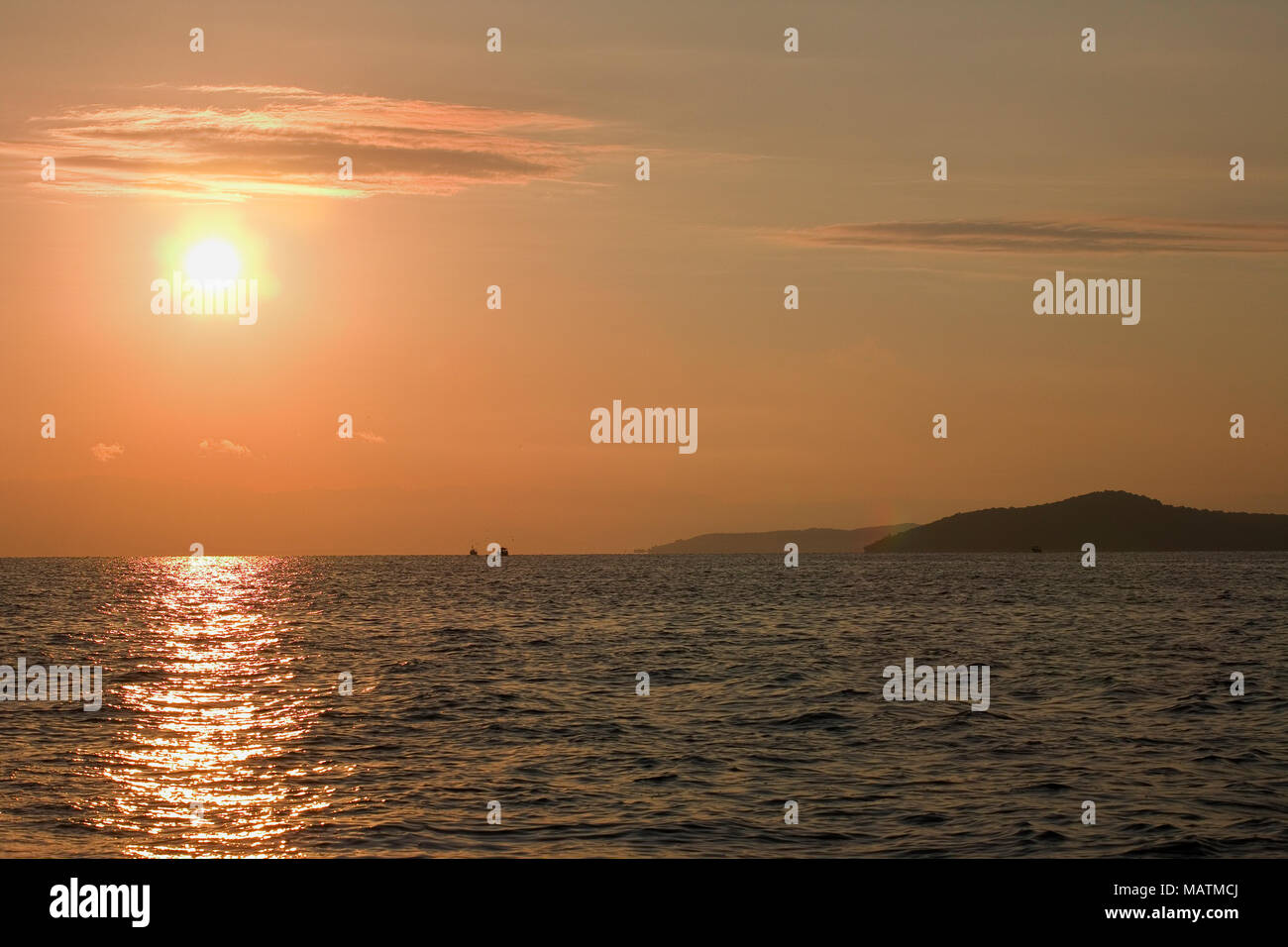 Dawn over the Ambracian Gulf, Aetolia-Acarnania, Greece Stock Photo