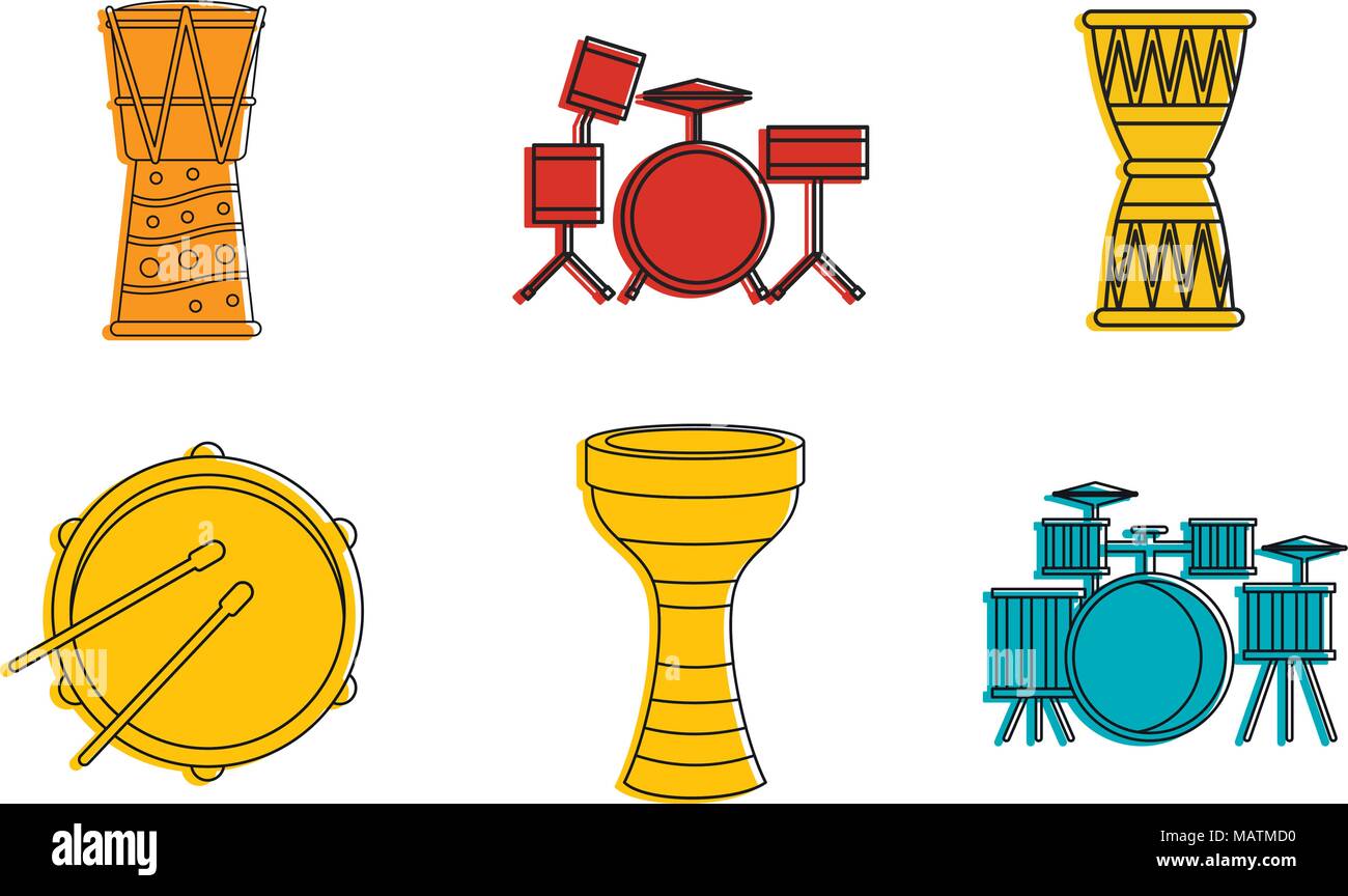 Drums icon set, color outline style Stock Vector Image & Art - Alamy