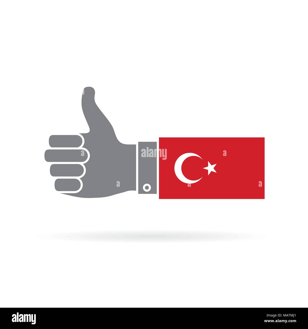Turkey country flag thumbs up vector icon Stock Vector Image & Art Alamy