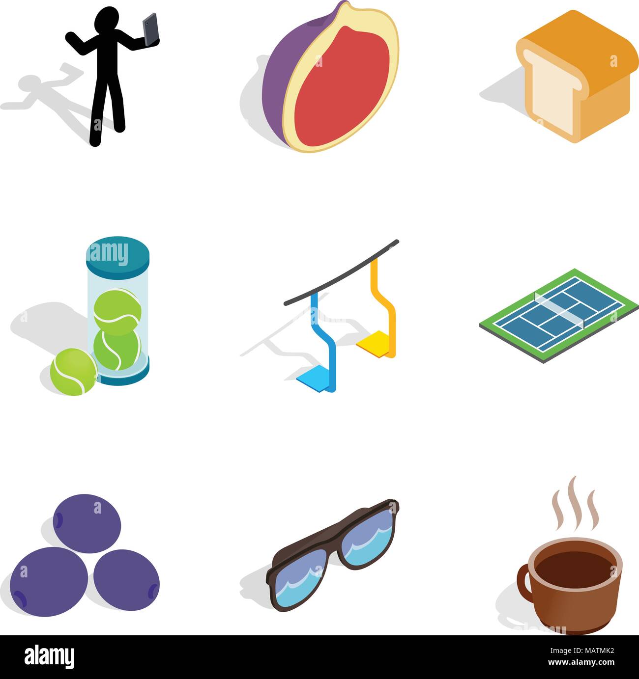 Free time icons set, isometric style Stock Vector