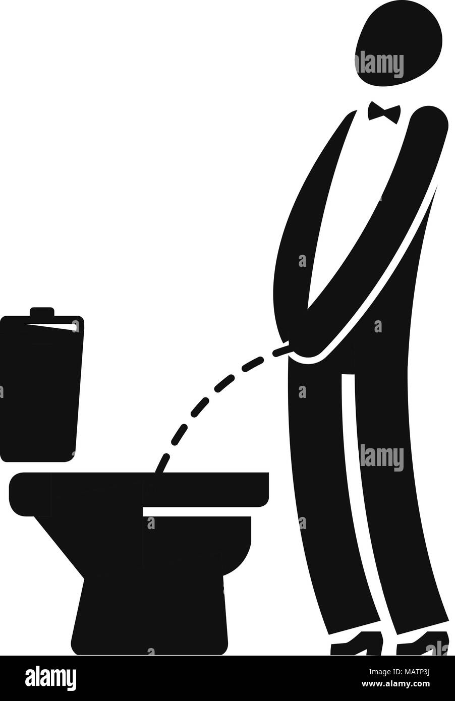 WC, funny symbol. Man or gentleman peeing in toilet. Vector